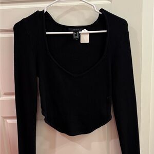 Forever 21 Black Long Sleeve Crop Top